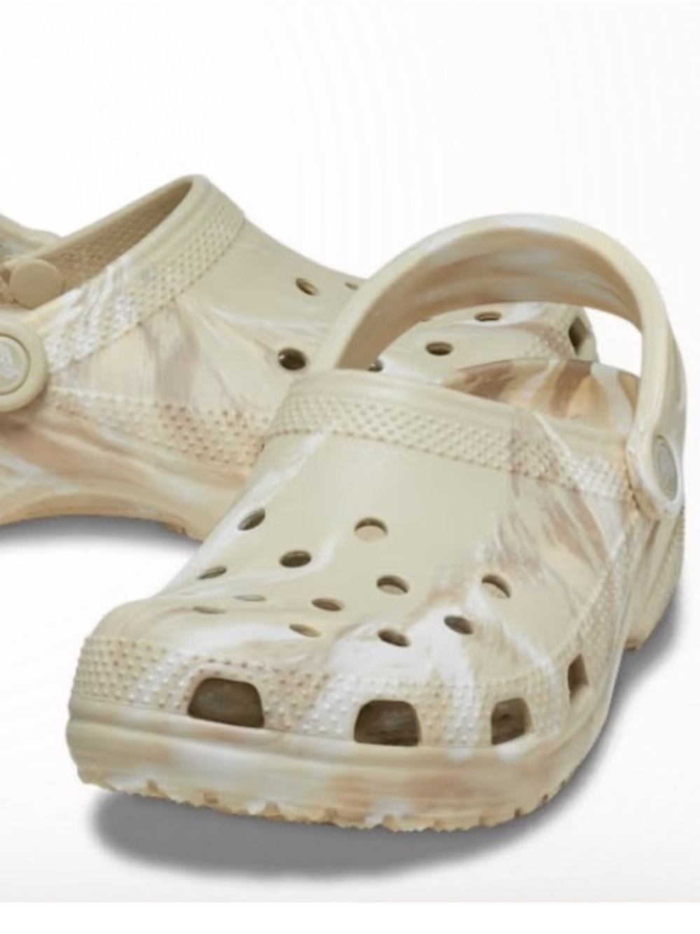 CROCS Tan marble classic clogs NWT Men’s /Kids 5 Women’s 7